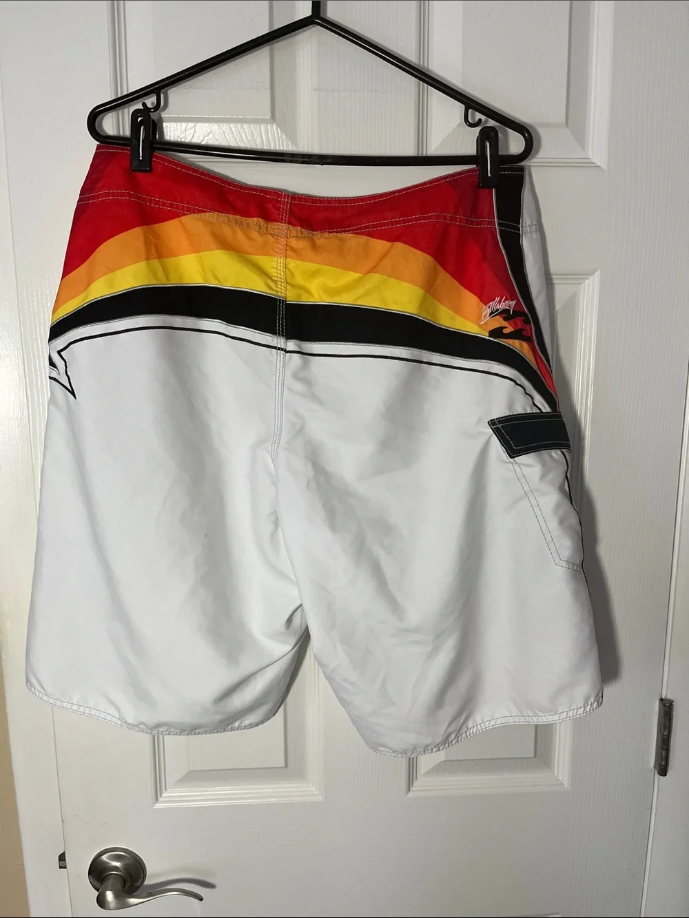 Billabong Y2K VTG  board shorts OCC retro rainbow sunset stripe embroidered 36